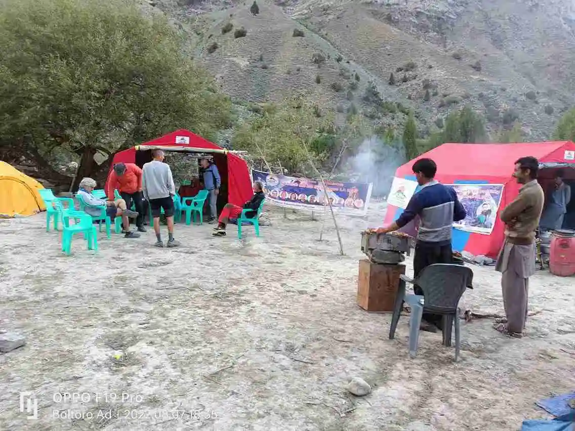Preparing dinner during camping